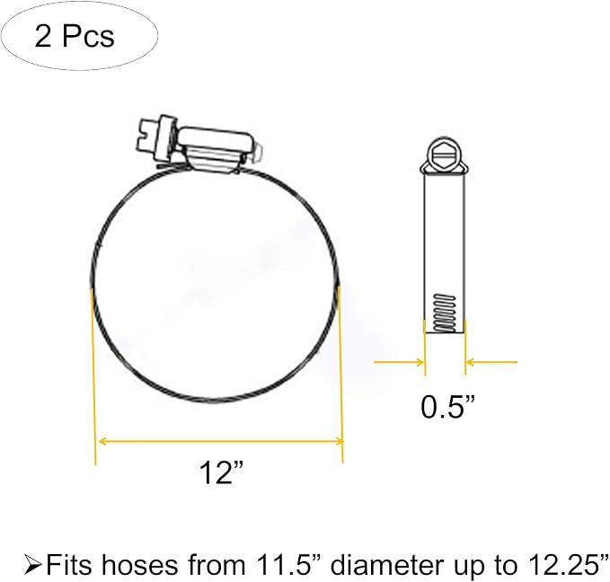 2Pcs 12 Inch Adjustable 304 Stainless Steel Duct Clamps Hose Clamp | Rust-Proof - Image 5