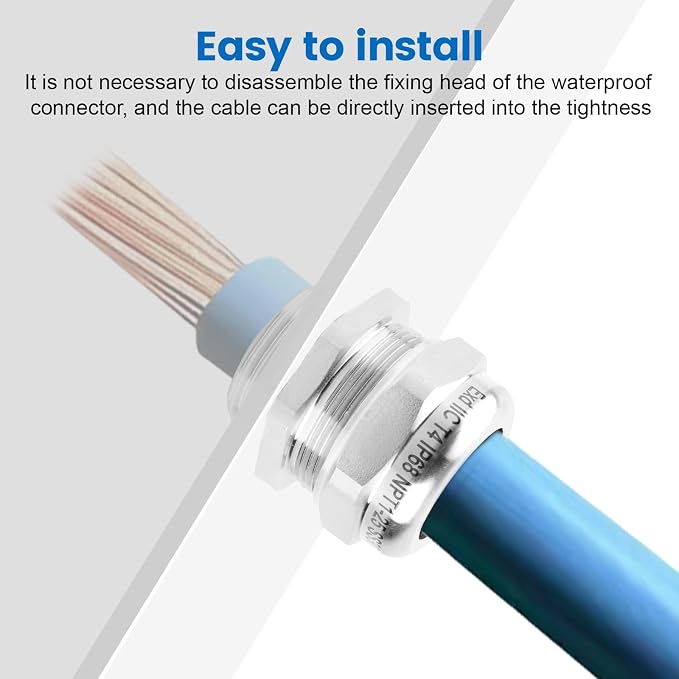 QCG 3/4" NPT Stainless Steel Cable Gland Waterproof IP68, Adjustable - Image 7