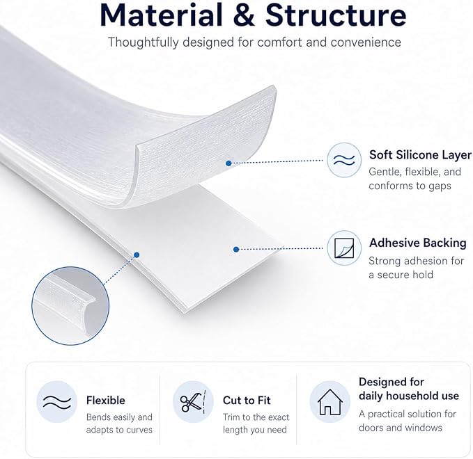 Ruxacty Weather Stripping Tape, Self Adhesive Door Seal Strip - Image 5