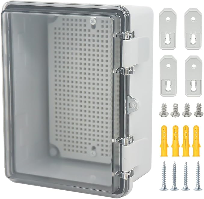 Junction Box, Hinged Grey Clear Cover IP67 Waterproof ABS Project Box by Otdorpatio