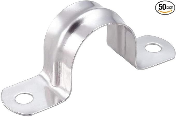 50 Pcs 1inch Rigid Pipe Strap, Two Hole Stainless Steel Strap U Bracket by Unknown