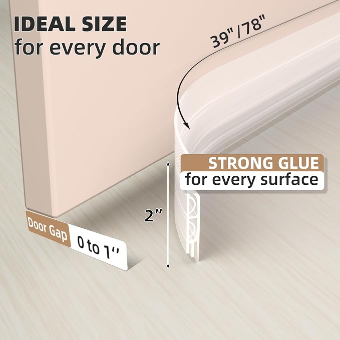 KNEELISA 78" Transparent Under Door Draft Stopper Interior - Image 4
