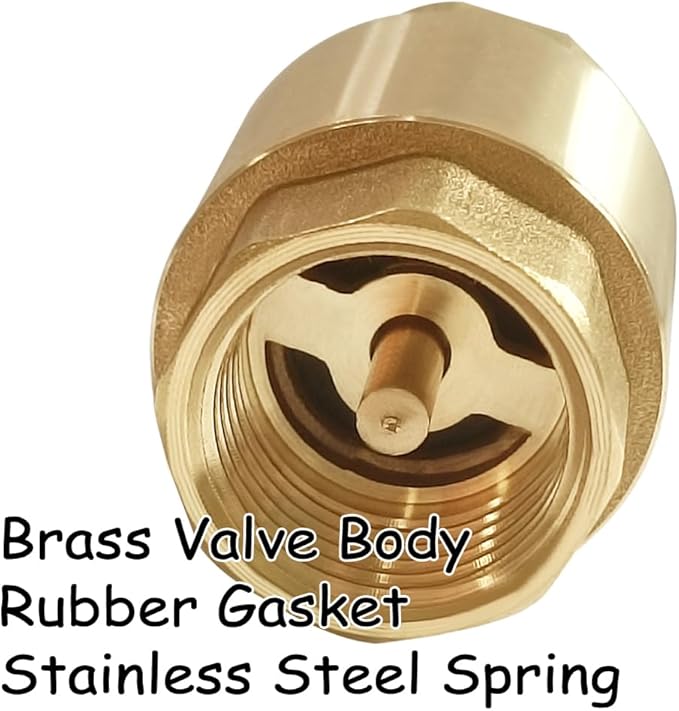Uenede Solid Brass 3/4 Inch In-line Spring Check Valve 3/4" NPT Female Thread - Image 4
