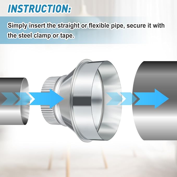 1 Pcs 6 Inch to 4 Inch Duct Reducer Increaser | Galvanized Steel Air Duct - Image 4