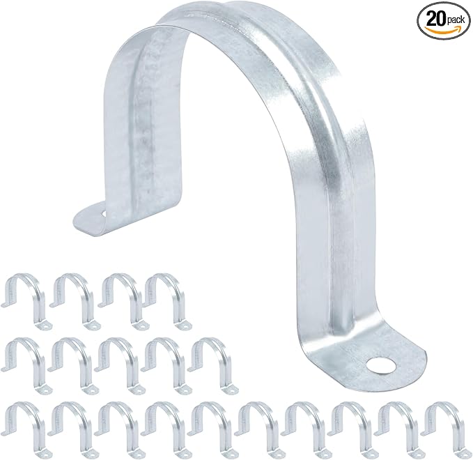 20 PCS 2 Inch Reinforced Rigid Pipe Strap, 2 Holes U Bracket Cable Clamp Hanger by JDHGSHL