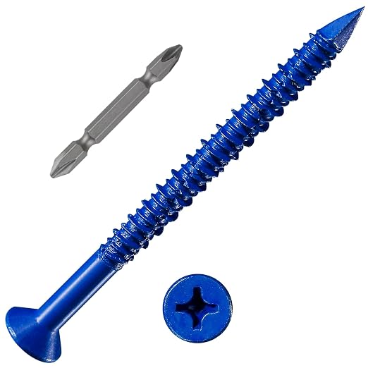 Wensilon 3/16''x3-3/4 Concrete Screw Anchor Blue Flat Head by Wensilon