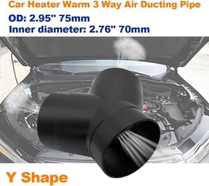 Car Heater Warm Straight 3 Way Air Ducting Pipe 75mm Y Shape Outlet Connector 3 - Image 2