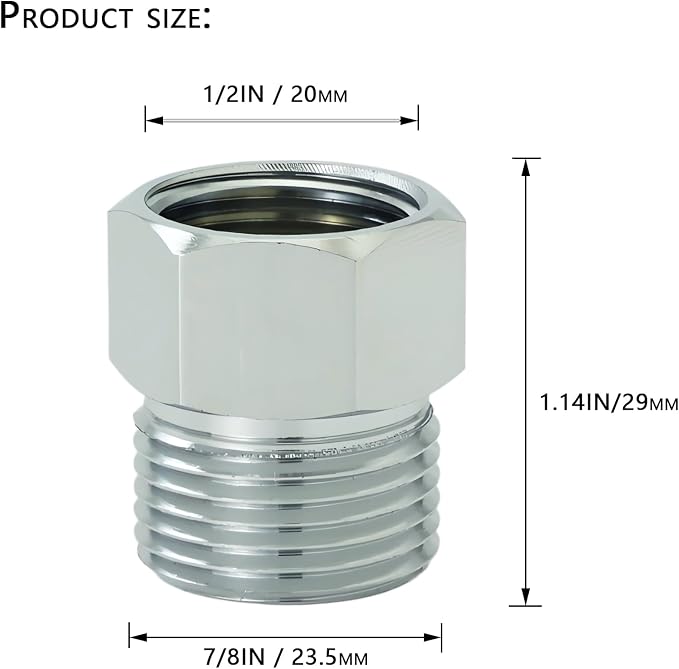 1/2"F to 7/8"M Brass Adapter, Splitter Connector | - Image 4