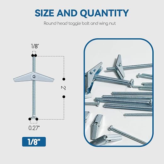 1/8X2-Inch Toggle Bolt and Wing Nut - Image 2