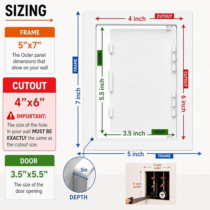 Morvat Access Panel 4x6 Inch for Drywall & Ceiling - Image 2
