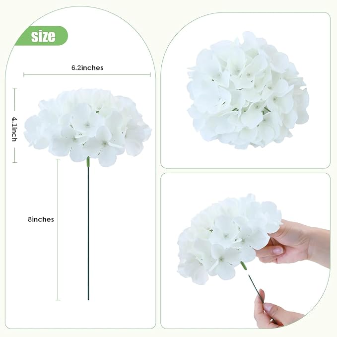 AVIVIHO 205Pcs Fake Flowers White Hydrangea Artificial Flowers Bulk Ivory Silk - Image 3