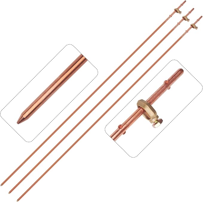 3 Pack Grounding Rod with Clamp 4 Feet Long Copper Electrical Ground Rod by CYANTEKOMS