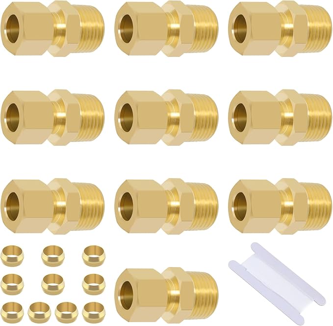 Brass Compression Tube Fitting, Straight Coupling Adapter by Taiidaues