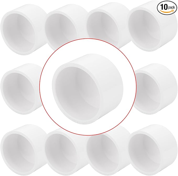 10 Pack 1-1/2" PVC Pipe End Cap Fitting, Schedule 40 Furniture Grade PVC Pipe by Lswteiz