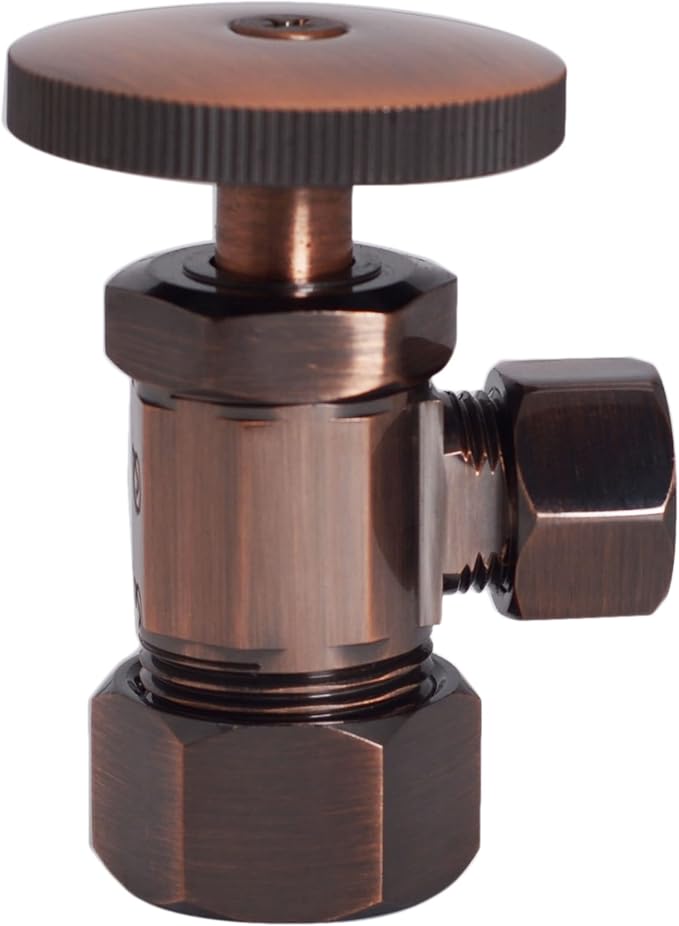 Westbrass A105-11 Round Handle Angle Stop Shut Off Valve, 1/2" Copper Pipe Inlet - Image 3