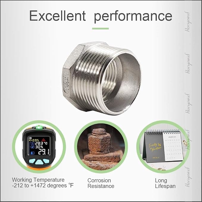 Reducing Bushing Pipe Adapter 1-1/4 MIP x 1 FIP, 304 SS - Image 3