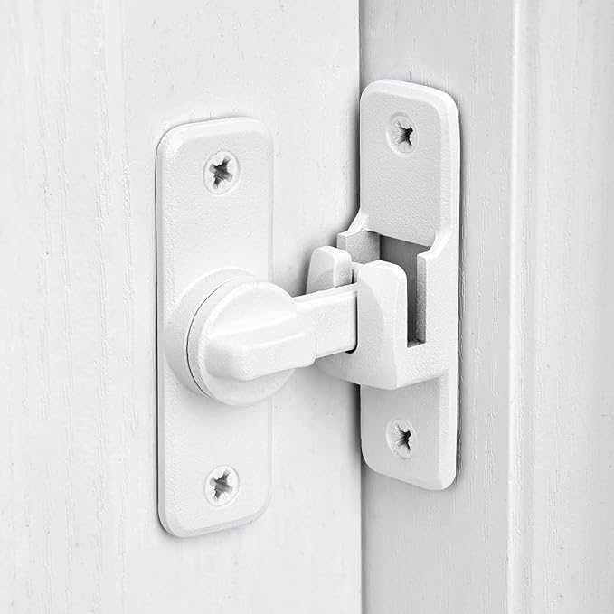 2 Pcs Matte White 90/180 Degree Flip Latch, Zinc Alloy Barn Door Latch | Right - Image 3