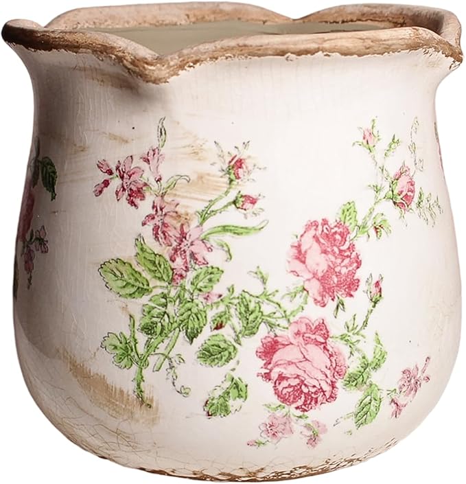 Xiaan Jiaju Shabby Chic Flower Pot, 6.11 Inch Ceramic Planter by XiaanJiaju