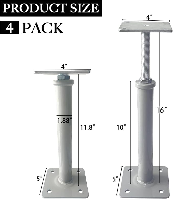 4 Pack Adjustable House Jacks, 11.8"-16" Screw Jack Post | 8800 Lbs Capacity - Image 2