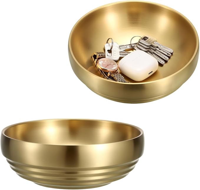 7.4" Gold Decorative Bowl, 2 Packs Key Bowls by Unknown