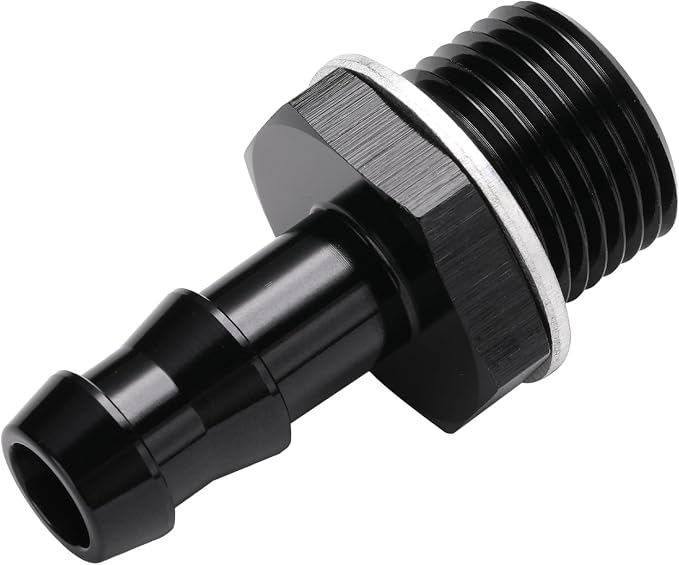 M18x1.5 Male Metric to 3/8 Barb Fuel Pump Inlet Adapter Fitting Aluminum Black - Image 5