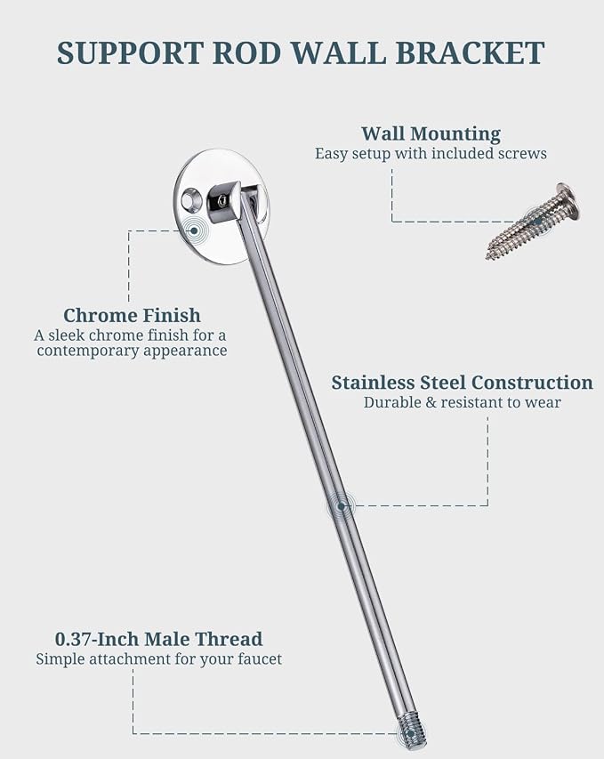 Mop Sink Faucet Support Rod Wall Bracket 180° Swing Installation Kit - Image 3