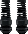 2Pcs NPT 3/4" IP68 Waterproof Cable Gland Flex Spiral Strain Relief Black Nylon by LeMotech