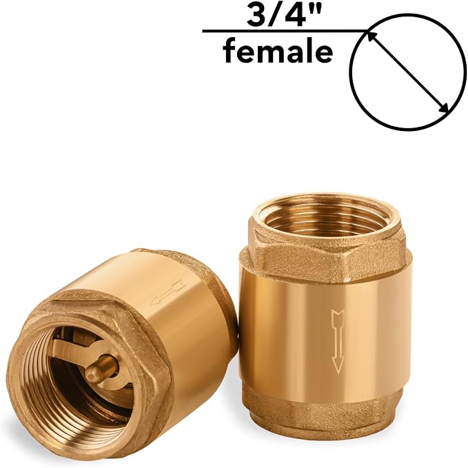 2 pcs Brass One Way Check Valve 3/4" Female Backflow Preventer, Check Valve - Image 2