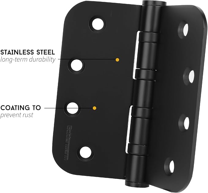 goldenwarm 3 Pack 4'' Black Ball Bearing Door Hinges – Heavy Duty Stainless - Image 3
