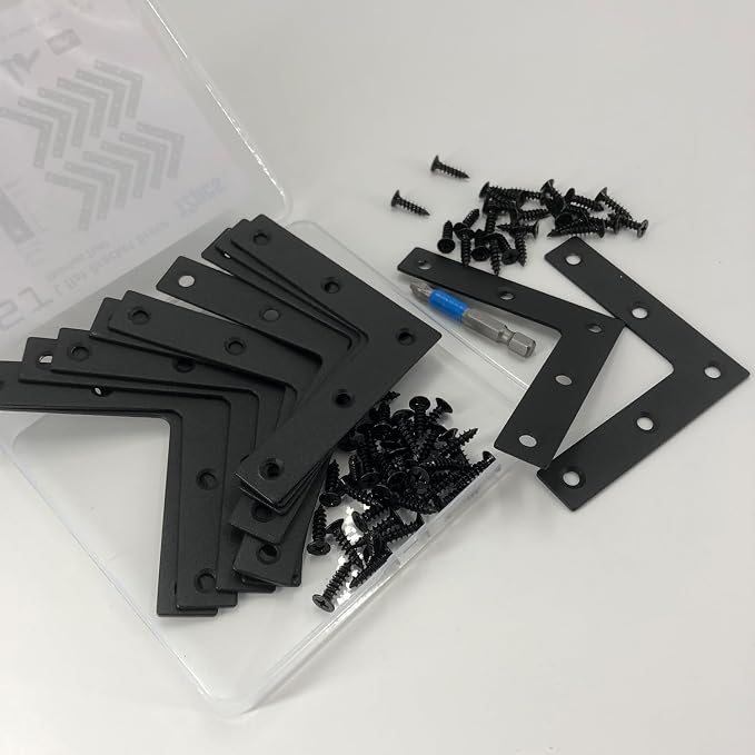 QSJ 12 Pcs L Flat Straight Brackets Corner Bracket Set 3.15'' Bracket Brace - Image 4