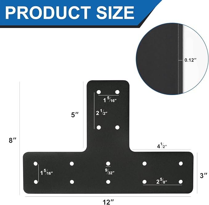 T Post Bracket 4pcs, T Shape Brackets | Black Powder Coated Post to Beam - Image 2