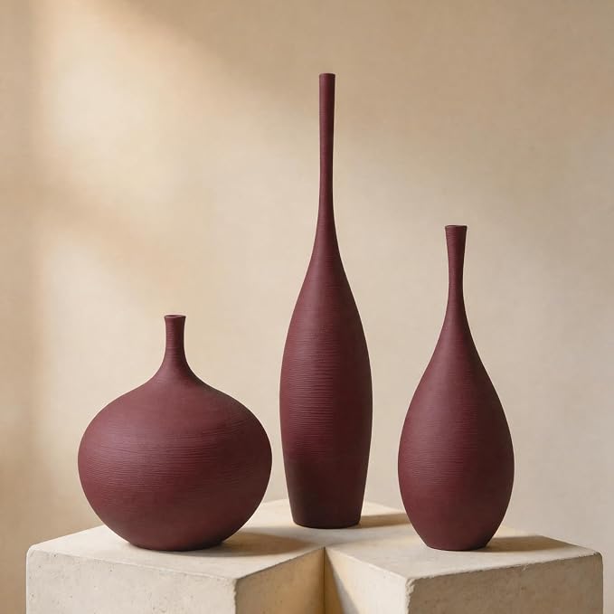 Ceramic Vases Set of 3, Modern Boho Vases by DecoVlog