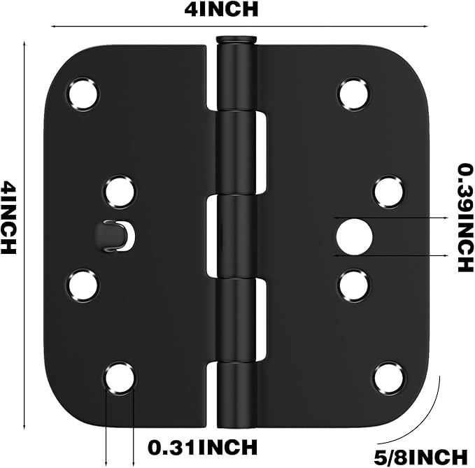 goldenwarm Black Door Hinges 4inch 3 Pack Security Door Hinges, - Image 2