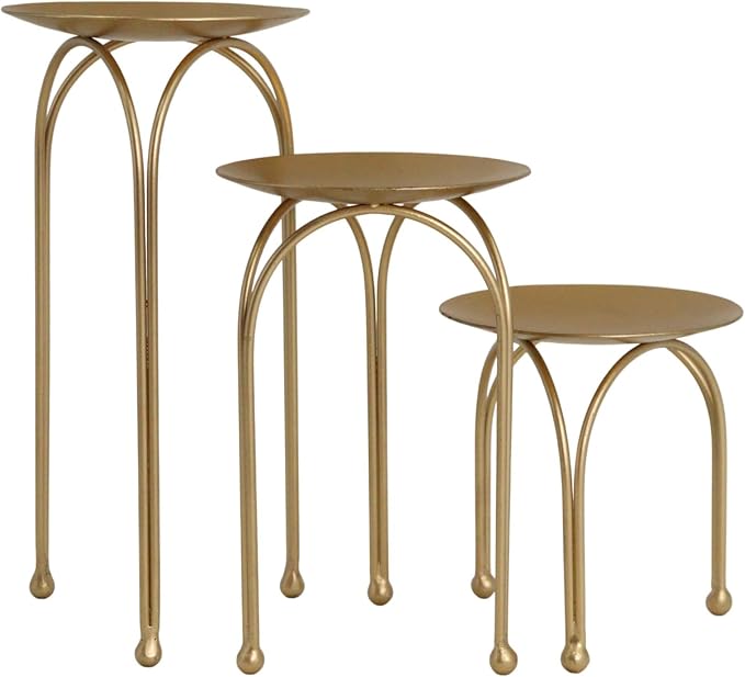 Hosley Style Gold Iron Pillar Candle Holders by HOSLEY