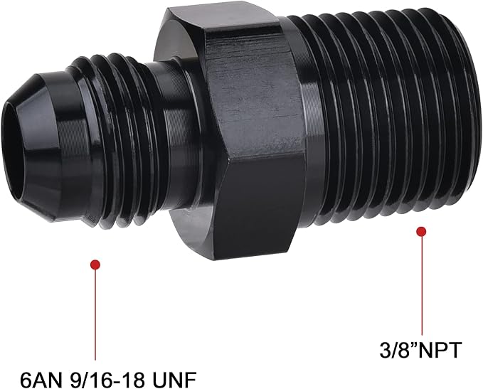 EVIL ENERGY 6AN Male Flare to 3/8" NPT Pipe Fitting Adapter Aluminum Straight - Image 2
