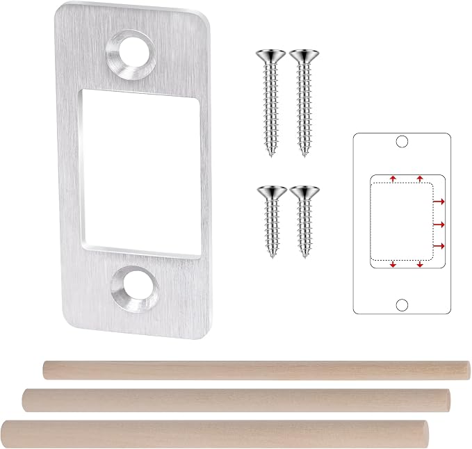 1 Pk Upgrade Large Hole Deadbolt Restorer Strike Plates, Stainless Steel Round by Unknown