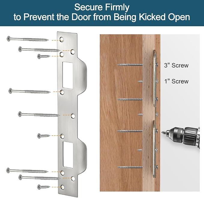 Door Latch Striker Plates Double Holes, 2 Pack, Satin Nickel | Heavy-Duty - Image 3