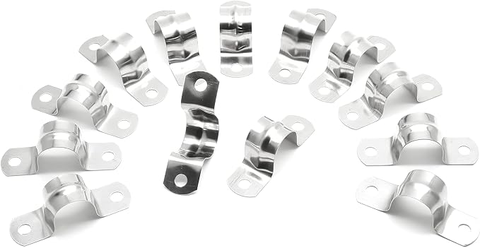 20Pcs 3/4 Inch Stainless Steel Conduit Clamps | Two Hole Strap, U Bracket - Image 2