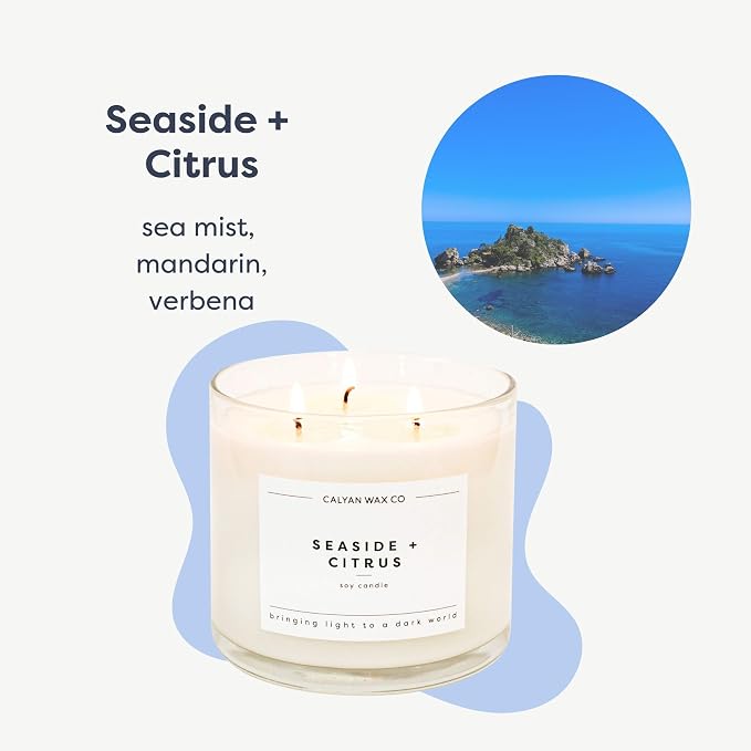 Seaside & Citrus 3 Wick Scented Candle - Image 2