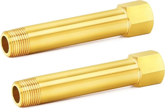 ChillWaves Brass Pipe Fitting, Long Nipple Pipe 1/4" NPT Male x 1/4" NPT Female by VisittheCHILLWAVES