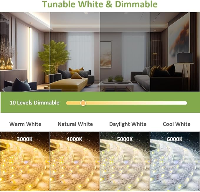 40ft Waterproof Tunable White LED Strip Lights Dimmable 3000K-6500K 12V | - Image 4