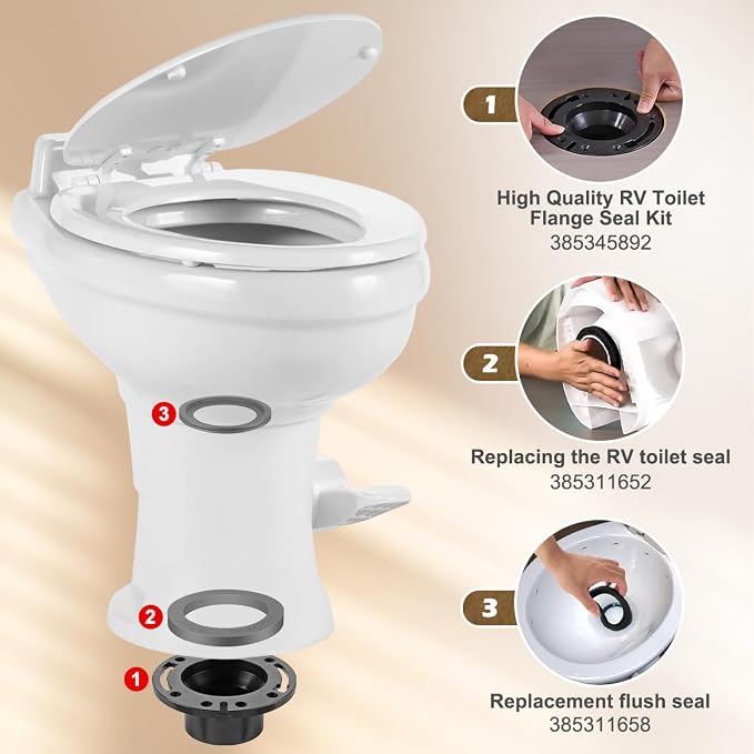 RV Toilet Seal and 3 Inch Socket RV Toilet Flange Kit, Fit - Image 3