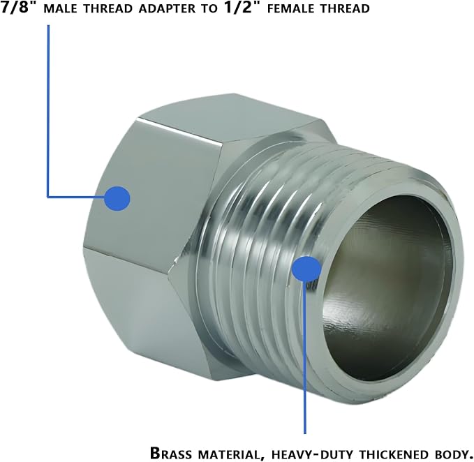 1/2"F to 7/8"M Brass Adapter, Splitter Connector | - Image 5