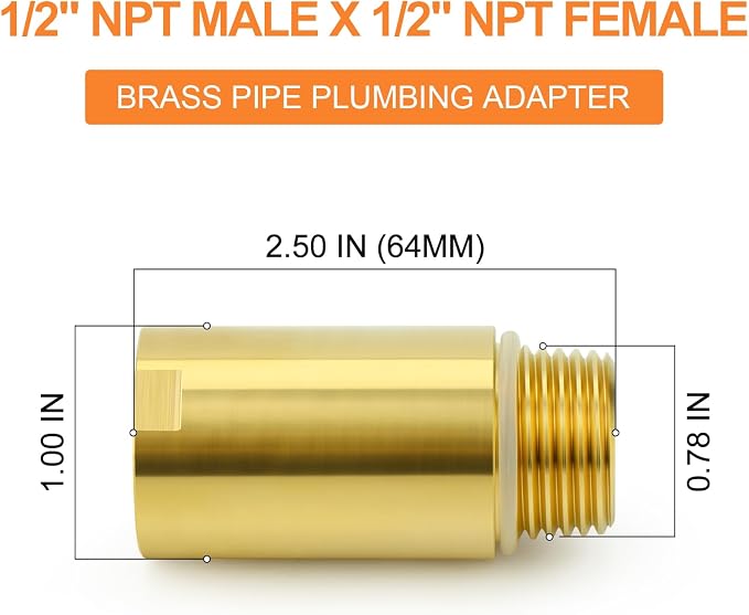 GASHER 2Pcs Brass Pipe Plumbing Adapter - Image 2