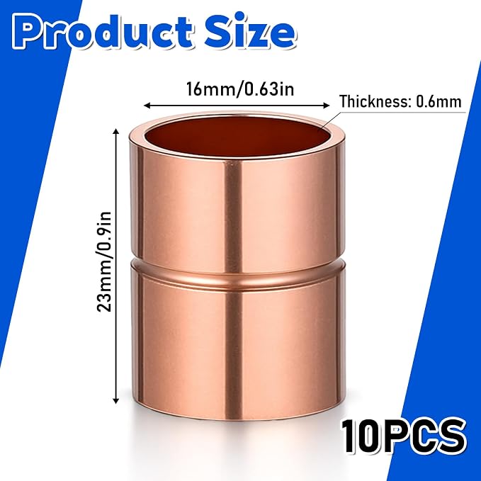 5/8 Inch Straight Copper Fittings 10 Pcs Copper Pipe Welding Joint Pipe - Image 2
