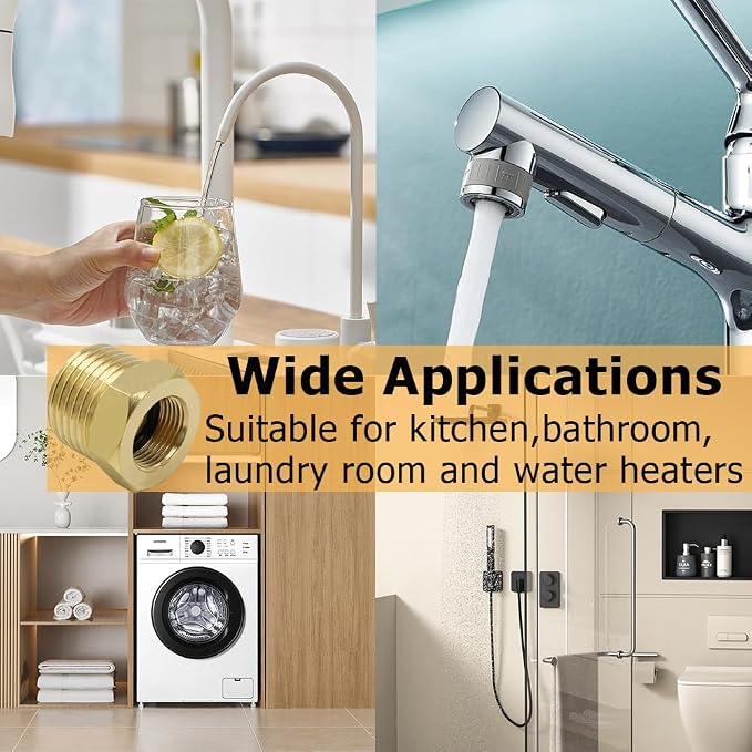 Hooshing 1/2 G Male to 3/8 Compression Female Thread Reducer Faucet Adapter - Image 5