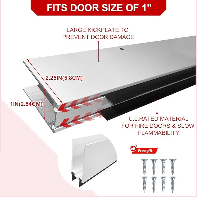 1" x 32" White Aluminum Storm Door Sweep Replacement Weatherproof Bottom Seal - Image 2