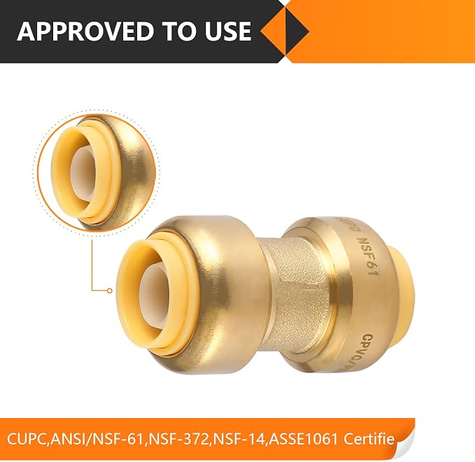 12PC HeSun Pushfit Coupling, 3/4"x3/4" Push to Connect Plumbing Fittings | - Image 4
