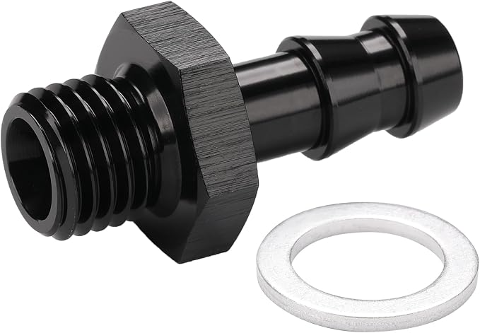 M12x1.5 Male Metric to 5/16 Barb Fuel Pump Outlet Adapter Fitting Aluminum Black - Image 4