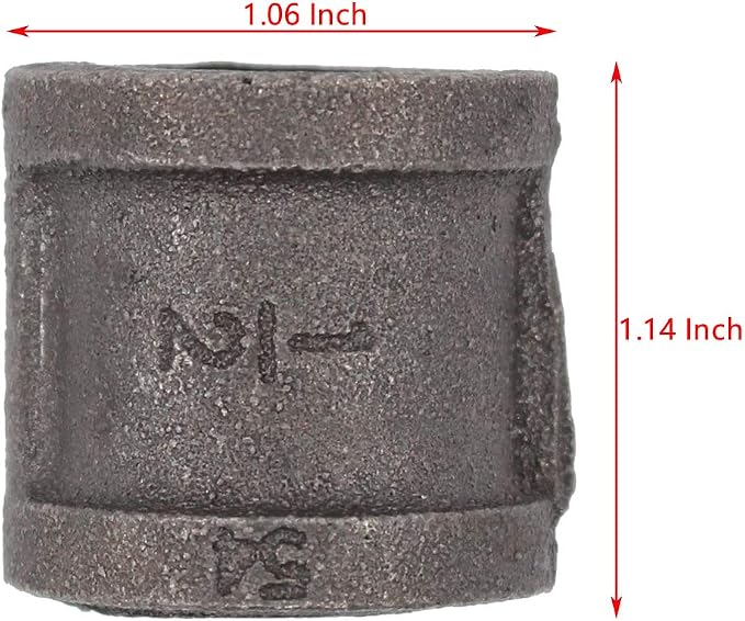 10 Pack Black Malleable Iron Cast Pipe Fitting 1/2" Inch Coupling | - Image 3